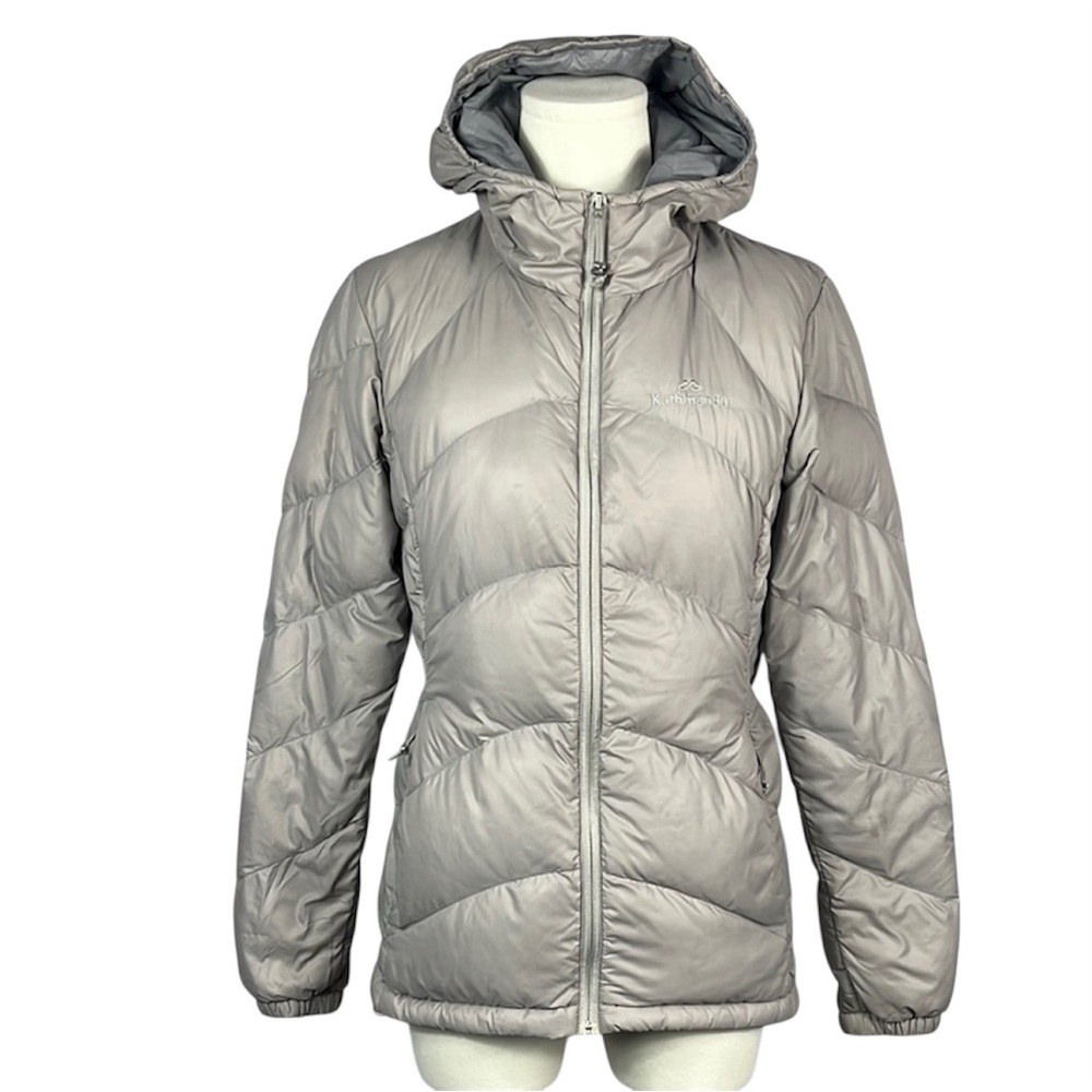 Kathmandu Women's Duckdown‎ 550 Grey Hooded Puffer Lightweight Hooded Jacket.
